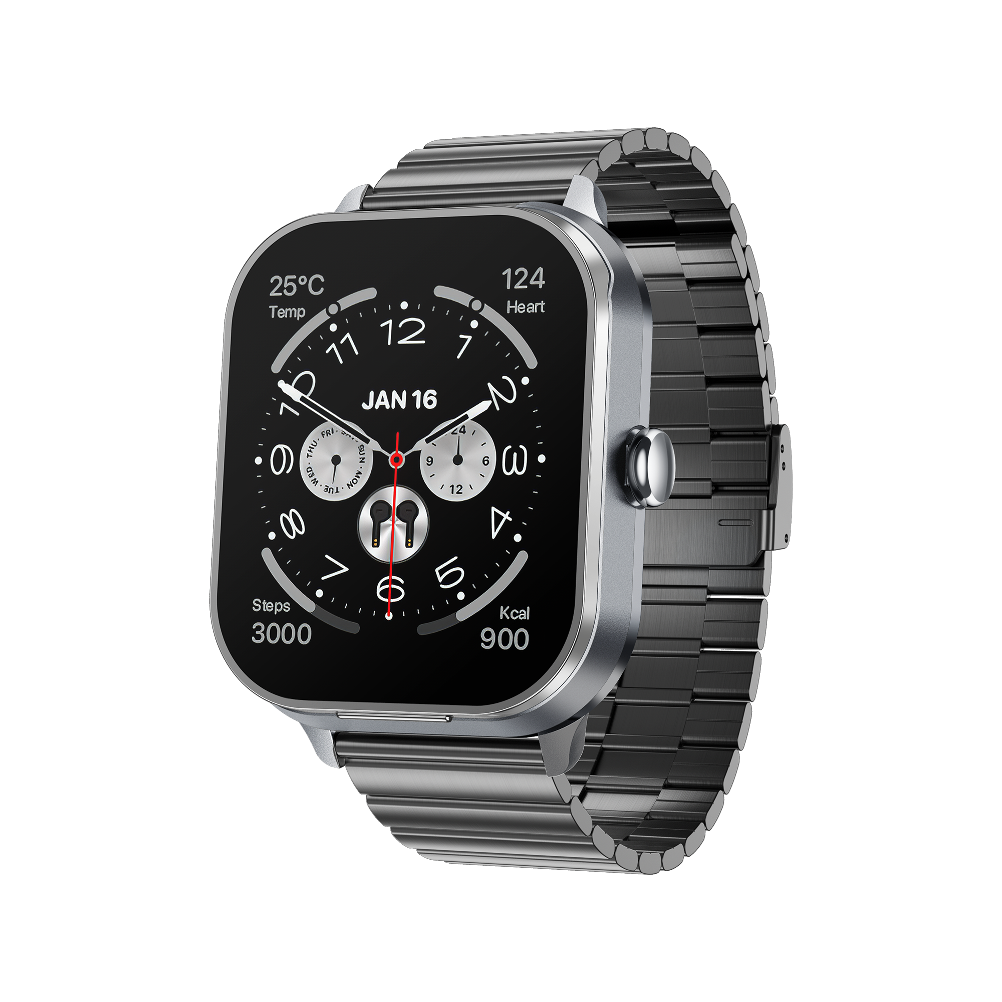 [2026 신형] D8Pro 스마트워치 TWS 블루투스 이어폰 2in1 통화기능 음악재생 심박수 측정 NFC 스포츠 모드, 블랙[스틸 시계줄] 129,800원