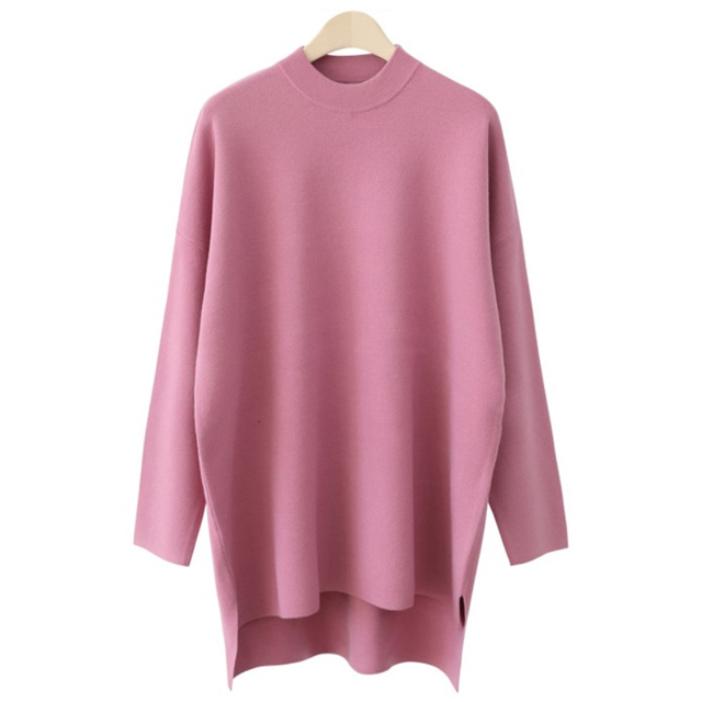 제니트 루즈핏 옆트임 라운드넥 여성 롱 니트 브밍롱언발 32,900원