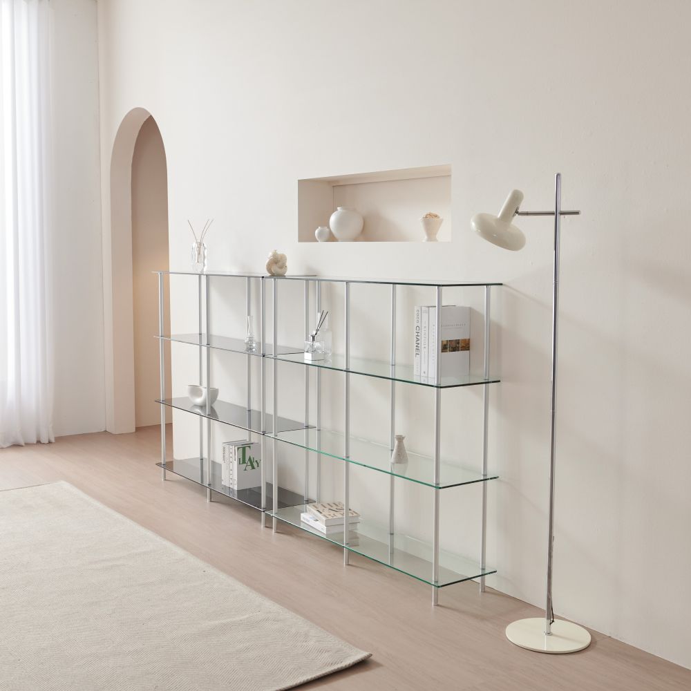 [무료배송] 거실 침실 인테리어 강화유리 모듈 선반 1200 2단 3단 4단, 4단, 투명유리 199,900원