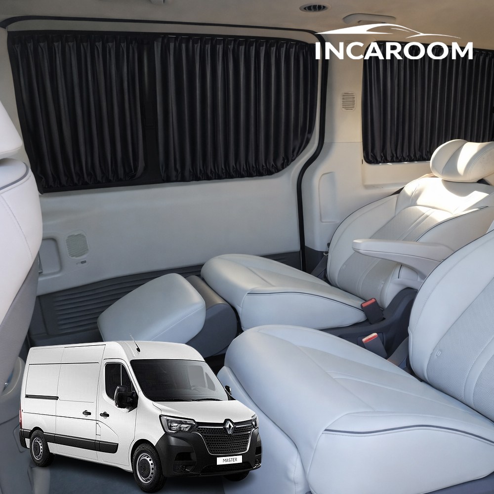 인카룸 르노 마스터 자동차 커튼 레일형 차박 햇빛가리개 차종맞춤, 1세트, 블랙 39,900원