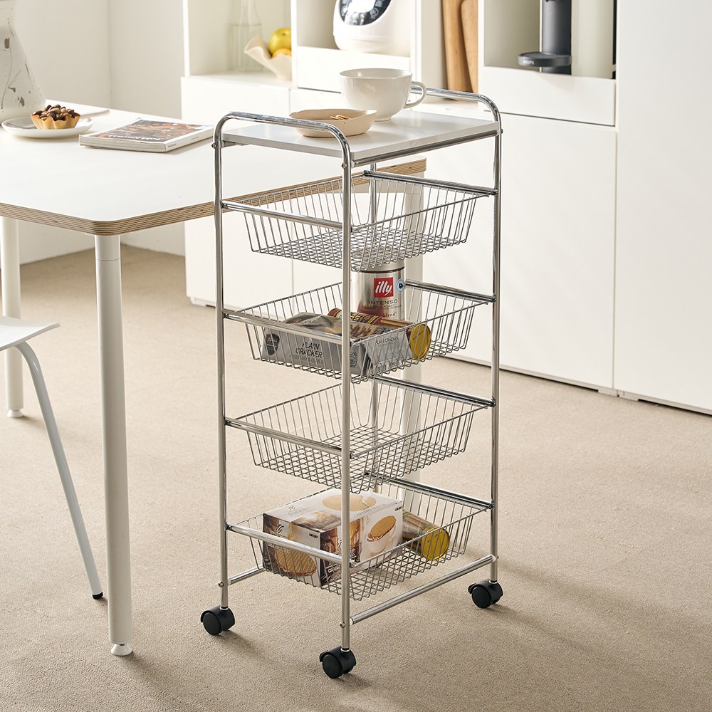 [모던하우스] ON 핌즈 이동식 바스켓형 트롤리 수납장 대형(화이트) 89,000원