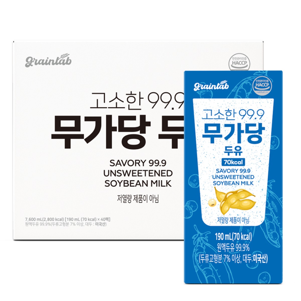 그레인랩 고소한99.9 무가당두유, 40개, 190ml, 현재가 17,750원