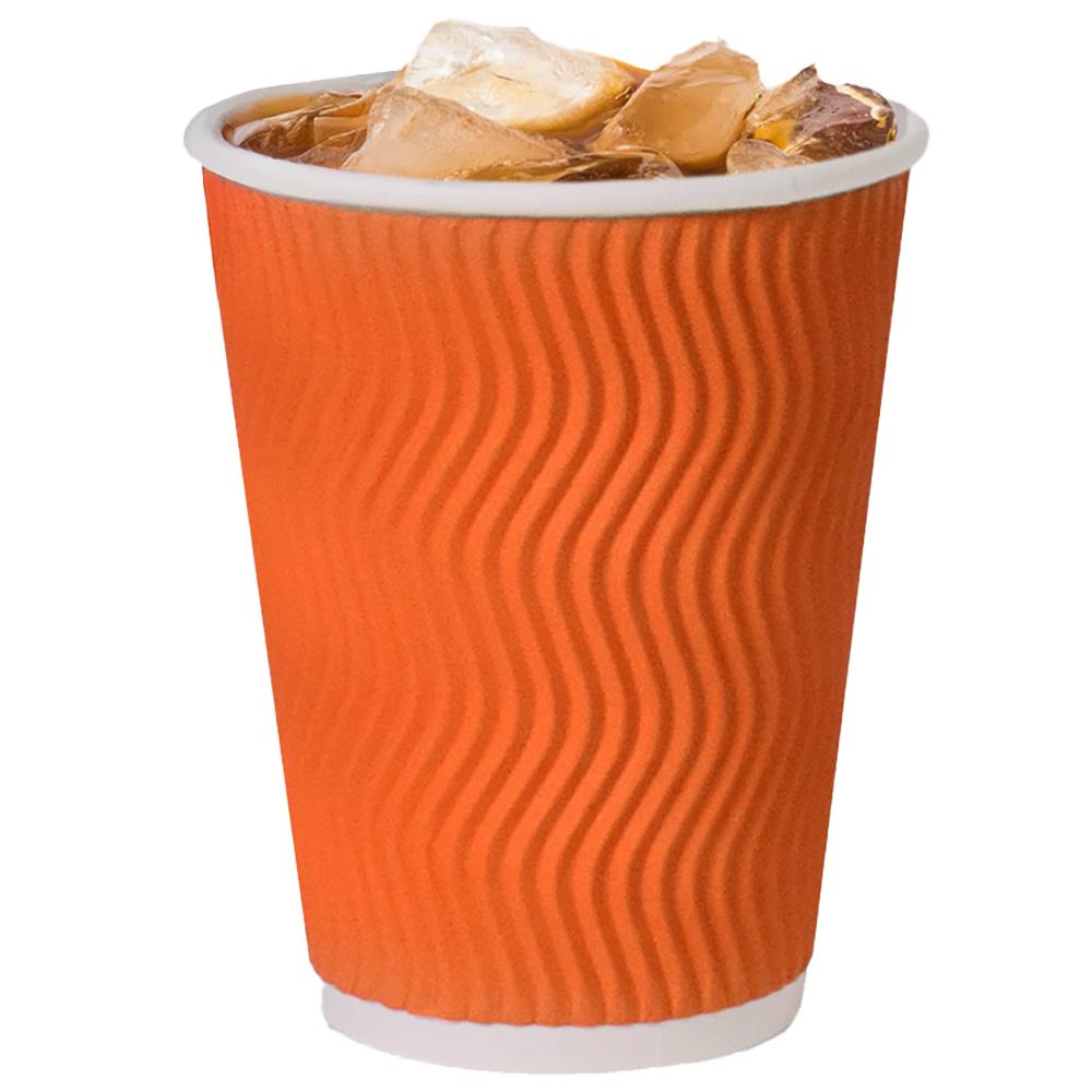 [박스] 3중 단열 종이컵 웨이브 오렌지, 500개, 12oz 59,000원