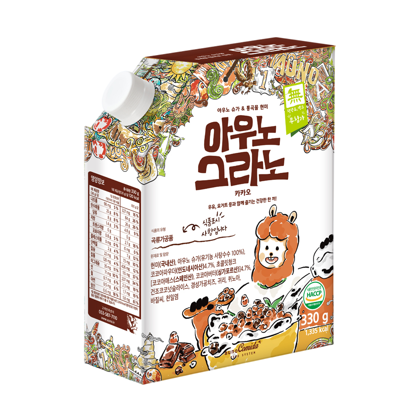 아우노 그라노 첨가물없는 카카오 그래놀라 씨리얼 어린이 유아 직장인 간식, 1개, 350g 15,900원