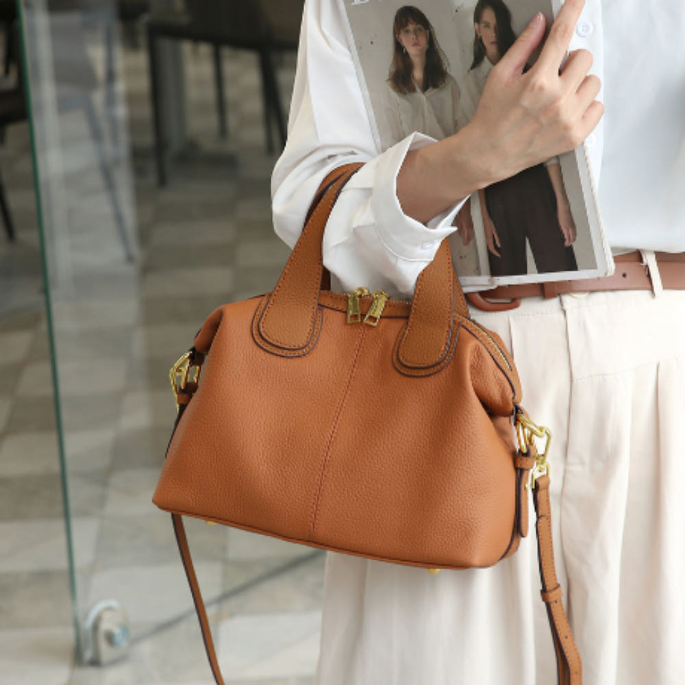 가벼운 천연 소가죽 탑핸들백 수제 가죽 가방 40대 여성 토트백 2color 76,900원