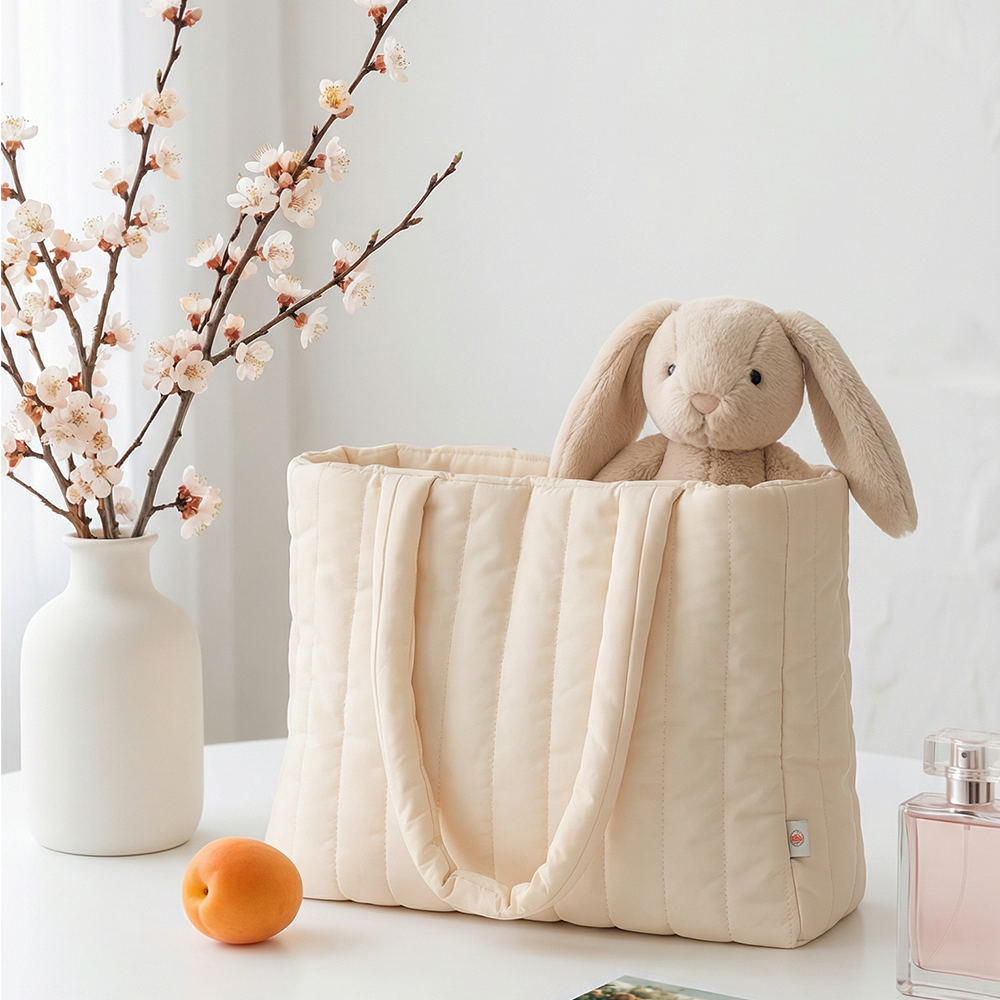 채비담 포근맘백 대용량 기저귀가방 누빔 육아가방 외출가방 소풍가방, 복사빛(복숭아빛) 아이보리 44,000원