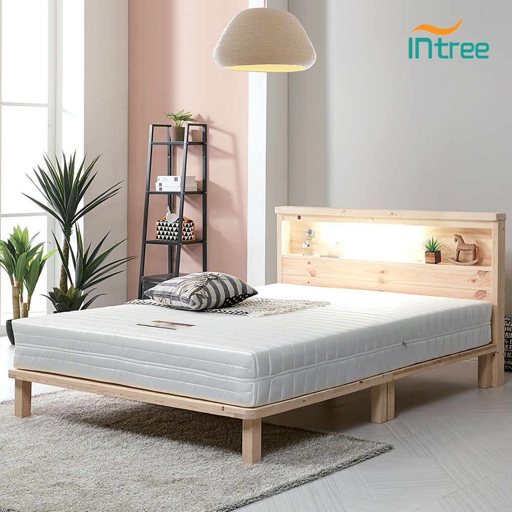 [인트리] 코펜하겐 원목 LED 평상침대 퀸 프레임 매트선택 675,000원