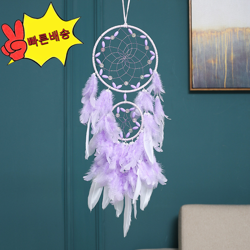 위어라 보라색 꿈의 드림캐처 장식 깃털 공예품 벽 장식 인도 스타일 장식품 대어 이쁜 인테리어 벽장식 좋은꿈 드림캐쳐 13,500원