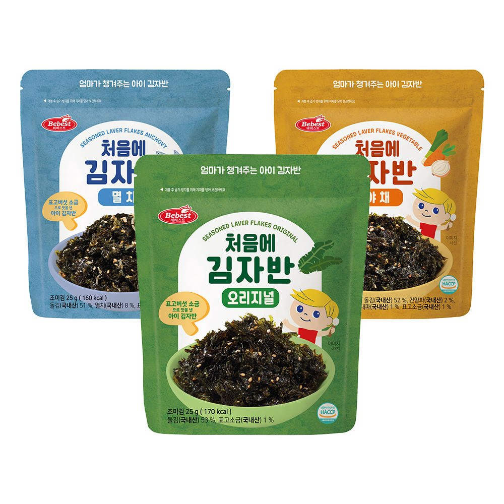 베베스트 처음에 김자반 3종 3개 (오리지널 + 야채 + 멸치), 25g, 1개 9,620원