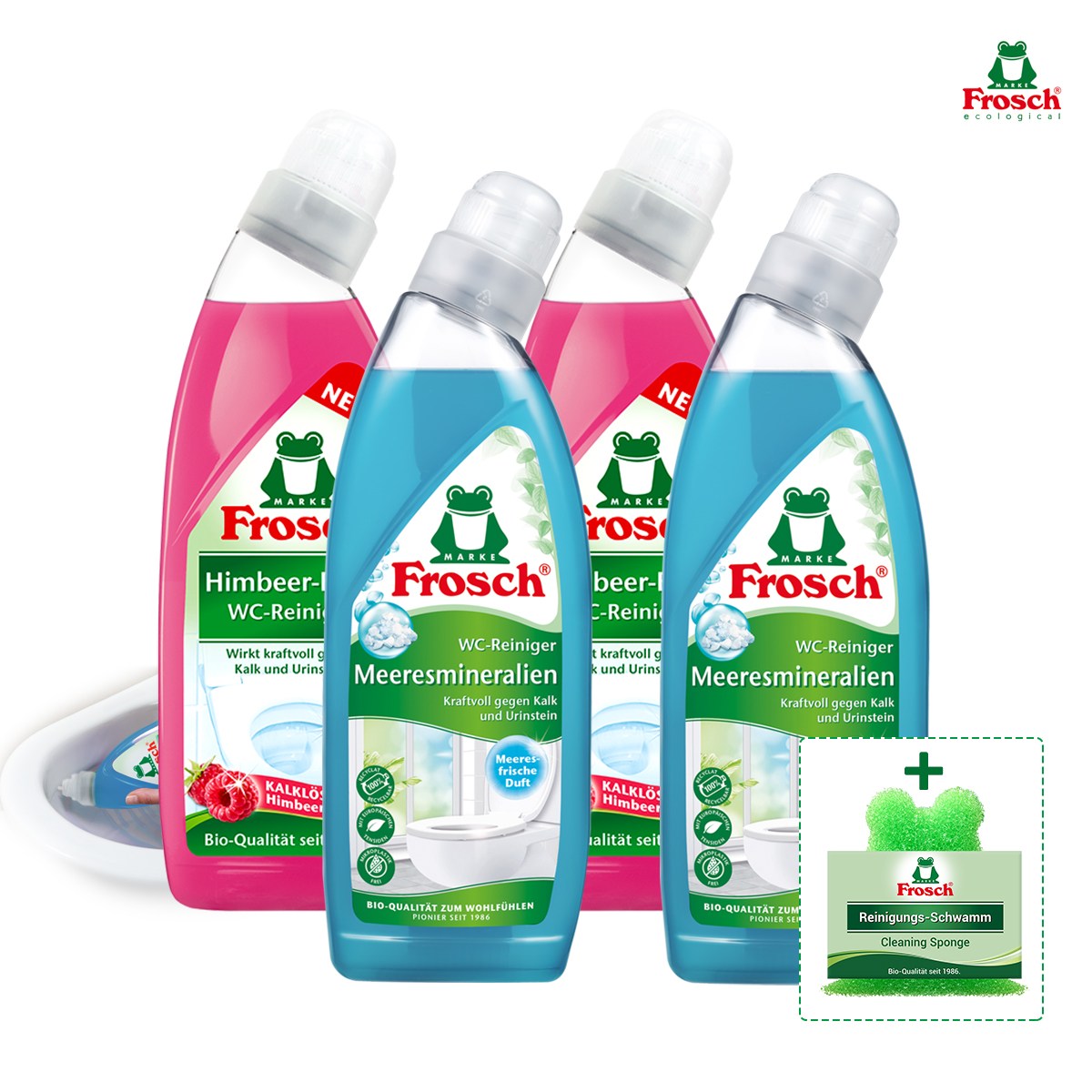 프로쉬 변기세정제 (미네랄2개+라즈베리2개+수세미) 34,900원