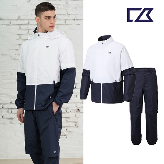 [완판추가리오더입고] 커터앤벅 남성 골프 배색블럭 비옷 상하의 세트 - CBM3ARW302 139,000원