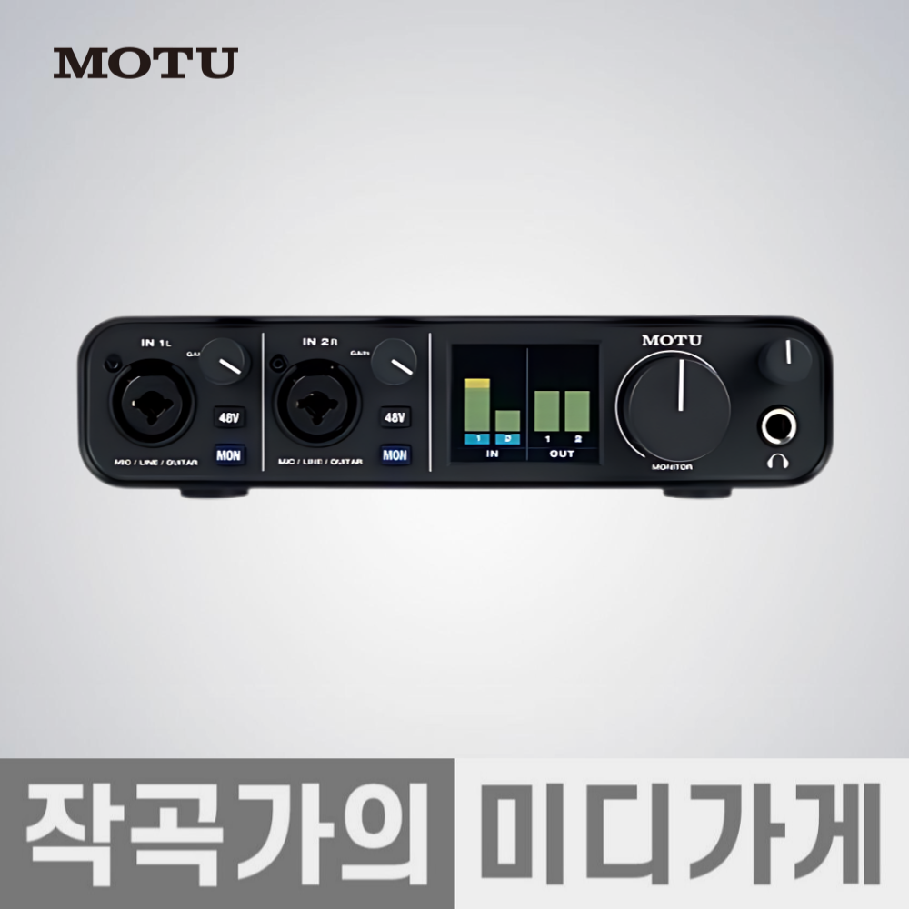 [작곡가의 미디가게] MOTU M2 모투 오디오 인터페이스 motum2 입문용 오인페 홈레코딩 레코딩 녹음 방송 라이브 악기 기타 마이크 346,000원