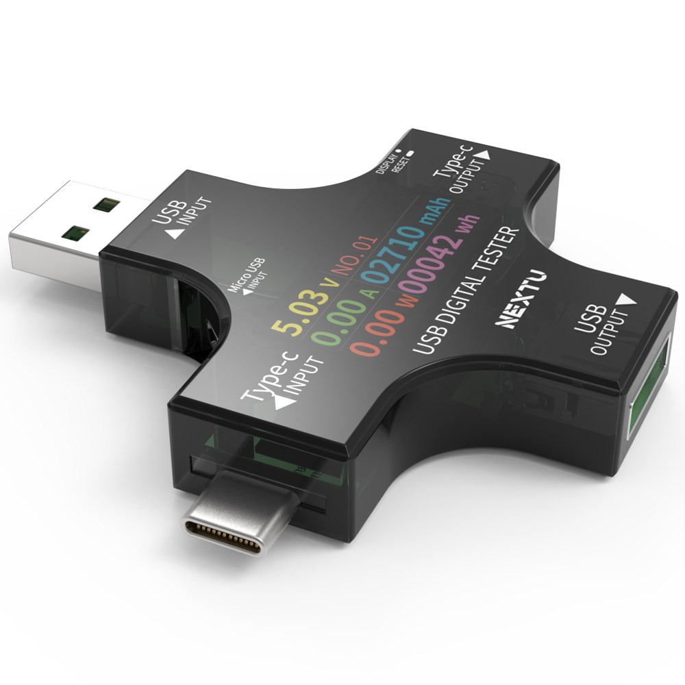 NEXT-VA5in1 USB 전압 전류 테스터기 USB-AC5P 타입 지원 전압,전류,소비전력,충전량,전력량을 확인디지털 숫자 표기고전압,저전압,고전류 방지 셋팅 모드 지원 21,600원