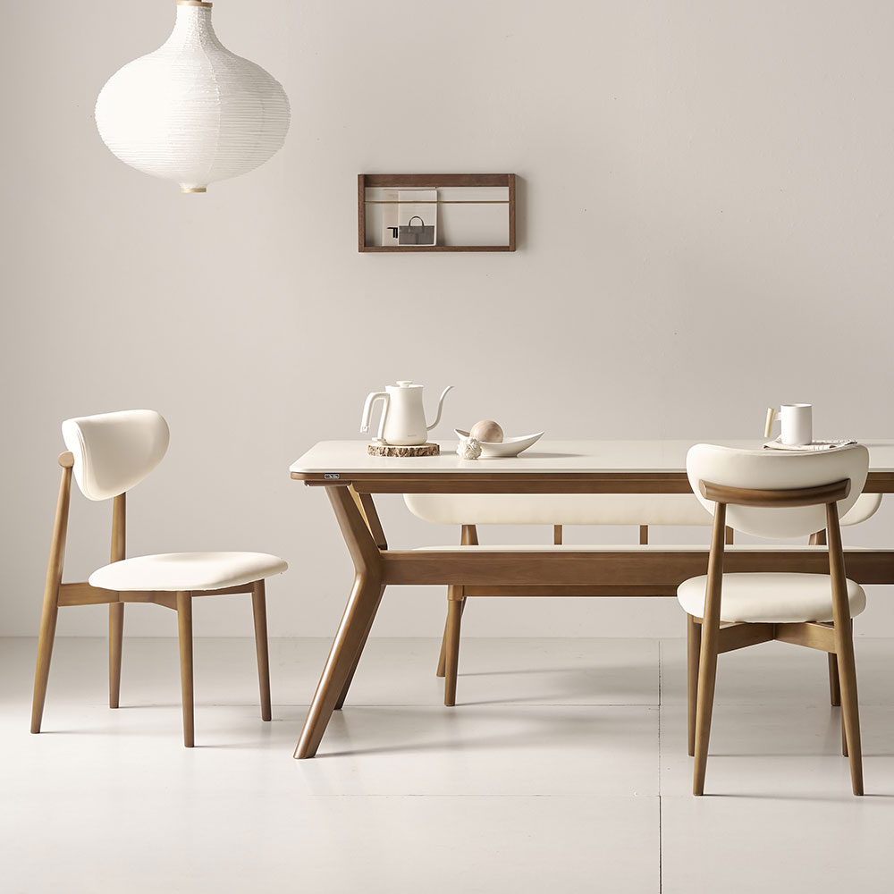 더끌림 모린 1400 포세린 세라믹 4인용 식탁+의자2+등받이 벤치1 IKMR3A 920,000원