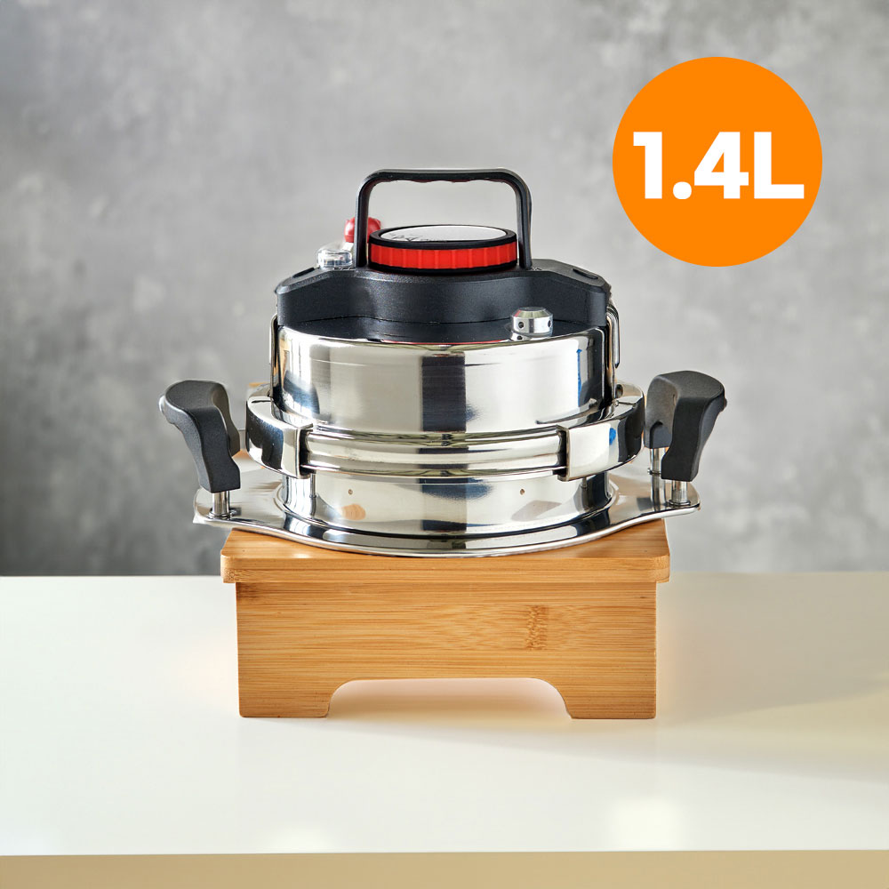 5분 누룽지 가마솥 통3중 스텐 압력 밥솥 5중안전장치 손잡이형 + 나무세트  1.4L 55,900원