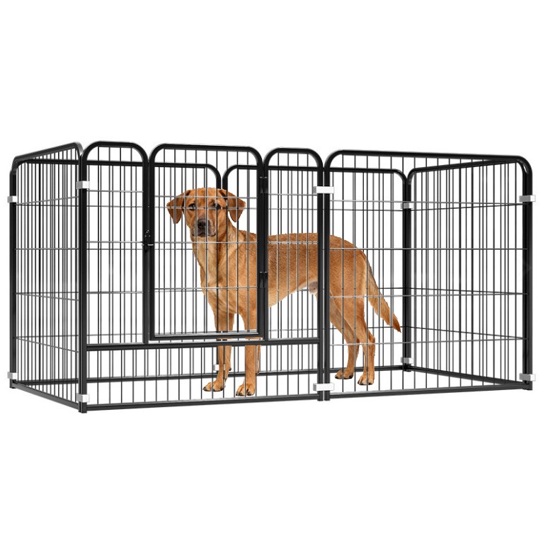 리빙가감법 반려동물 고품질 대형견 울타리 튼튼한 철제 테두리 울타리 안전한 논슬립 자동 잠금 애견 펜스 버클식 울타리, 1세트, 블랙 43,900원