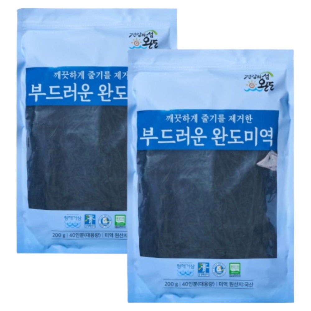 청해거상 줄기를 제거한 부드러운 완도 미역, 200g, 2개 28,980원