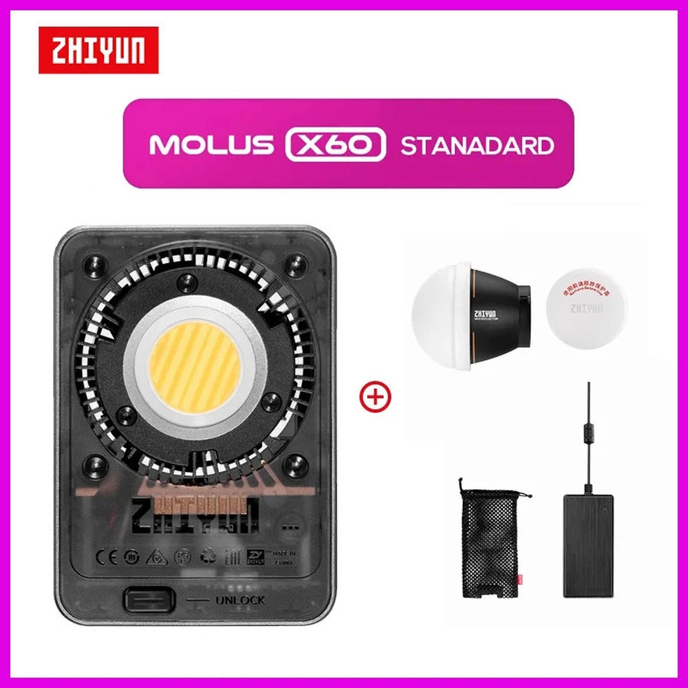 ZHIYUN MOLUS X60 X60RGB RGB 60W COB 앱 제어 비디오 조명 LED 포켓 휴대용 야외 필 램프 사진 455,700원