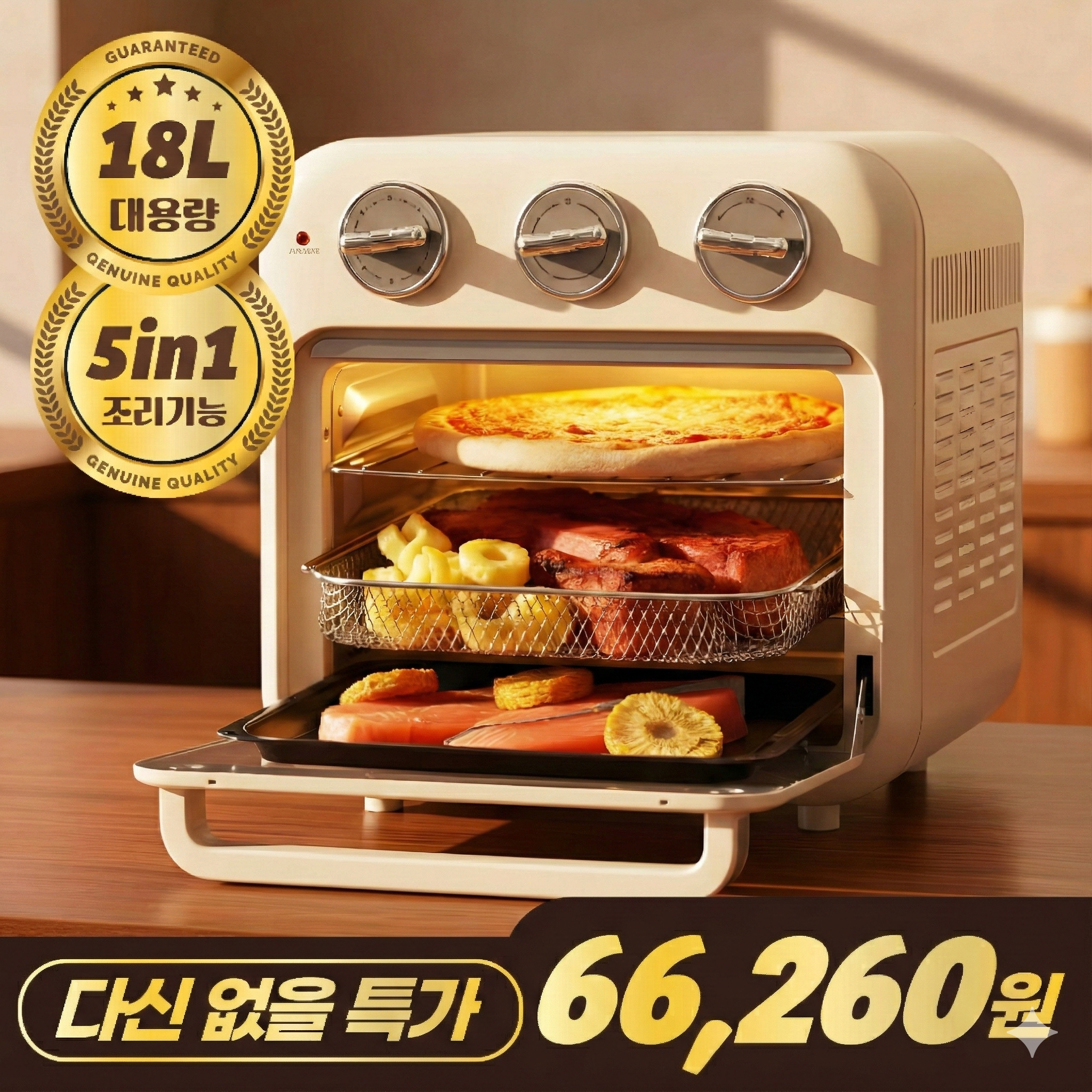 눕눕 오븐형 에어프라이어 18L 대용량 에어프라이기 69,000원