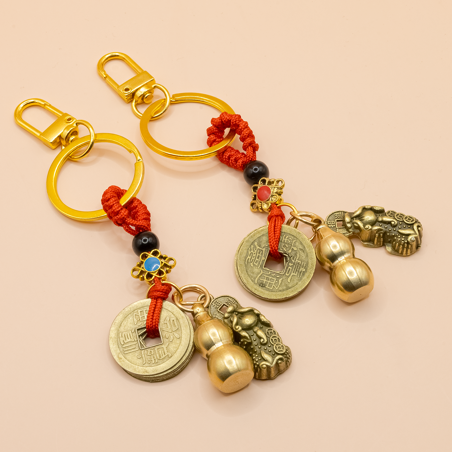 1+1 재물운을 부르는 조롱박 엽전 열쇠고리 키링 바르고, 혼합색상, 2개 10,380원