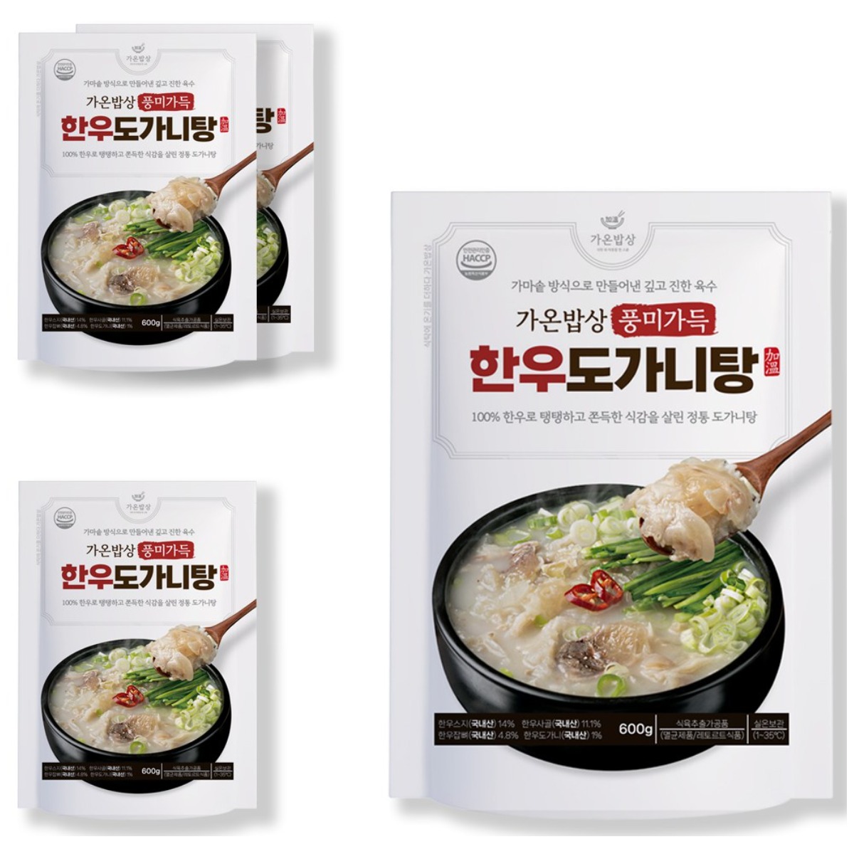 가온밥상 진한 한우 도가니탕 스지탕, 600g, 4개 25,740원
