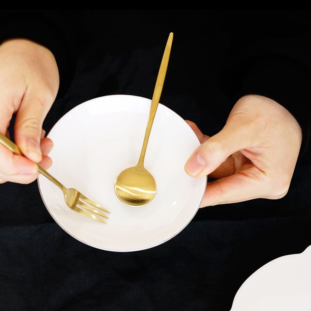 국산 아벨라 무광 골드 티스푼 + 티포크 세트 11,500원