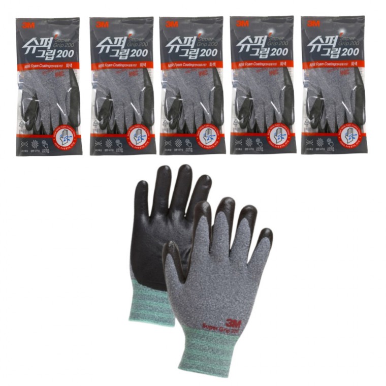 3M 슈퍼그립 200 그레이 코팅장갑 용접 절연 안정작업 정전기방지 장갑 5개 23,040원