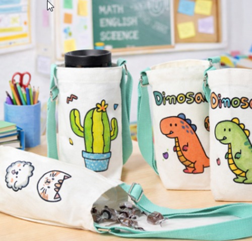 DIY 만들기 초등학생 물통 가방 귀여운 캐릭터 크로스 보틀 파우치 가벼운 에코백 물병 간식 텀블러 가방 3,300원