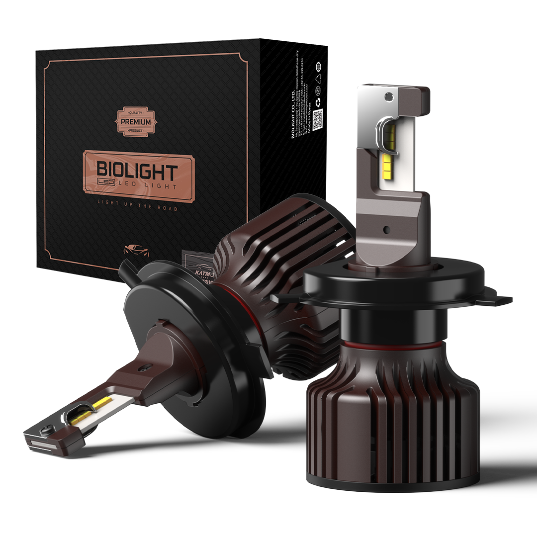 바이오라이트 LED 전조등 합법 튜닝인증 클리어타입 자동차 헤드라이트 1세트, H4, 2개 132,000원