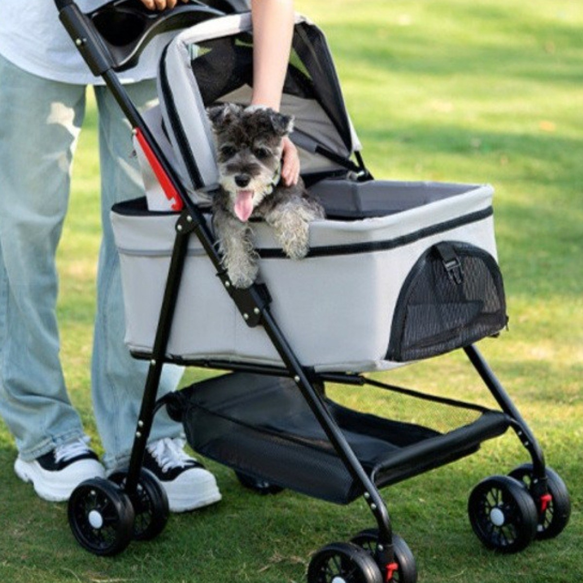 우기펫 반려동물 폴딩 바구니 분리 유모차, 핑크 59,000원