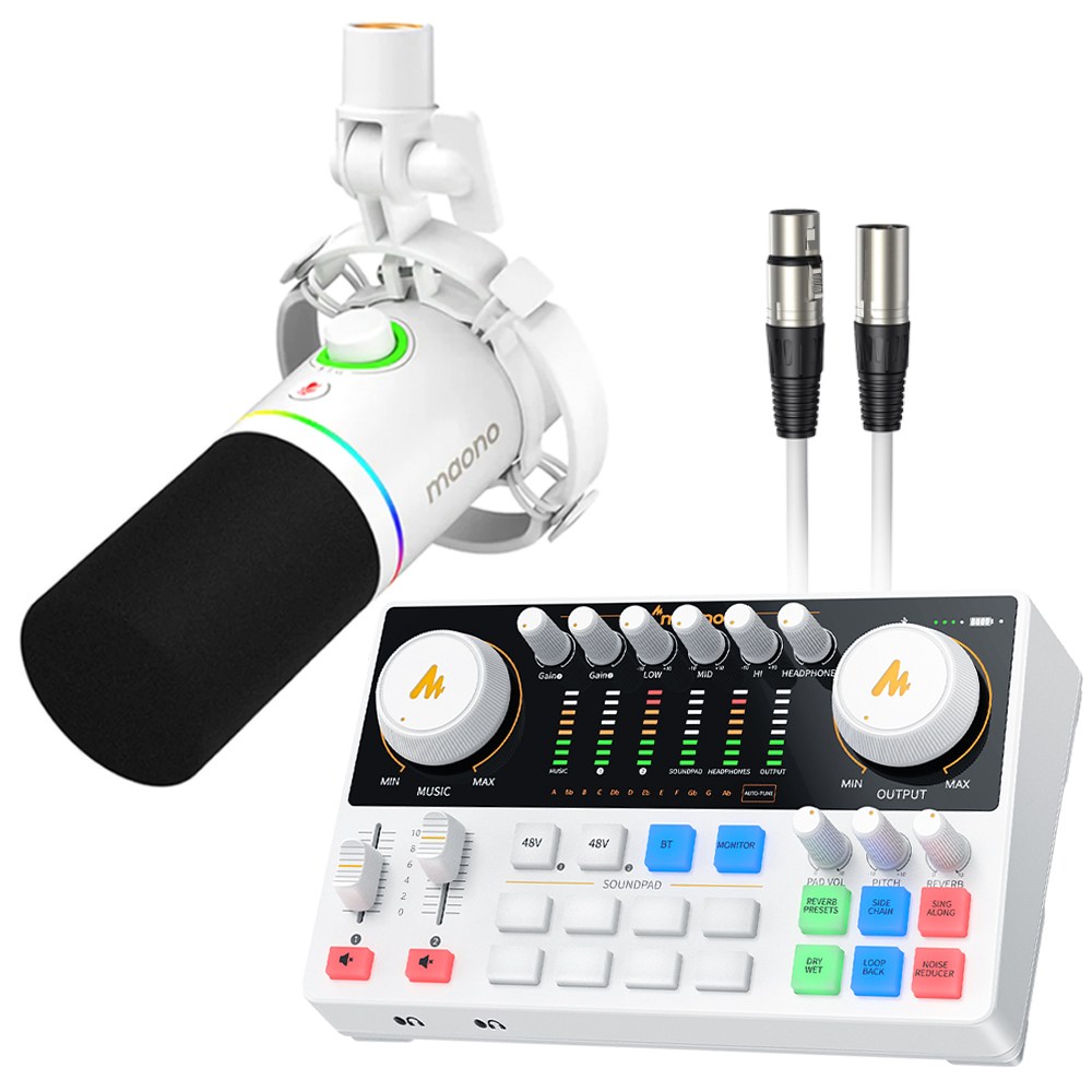 마오노 캐스터 AME2 Gen2 + PD200X 스트리밍 오디오 믹서 휴대용 블루투스 인터페이스 XLR USB 다이나믹 마이크 스탠드 화이트 패키지 279,000원