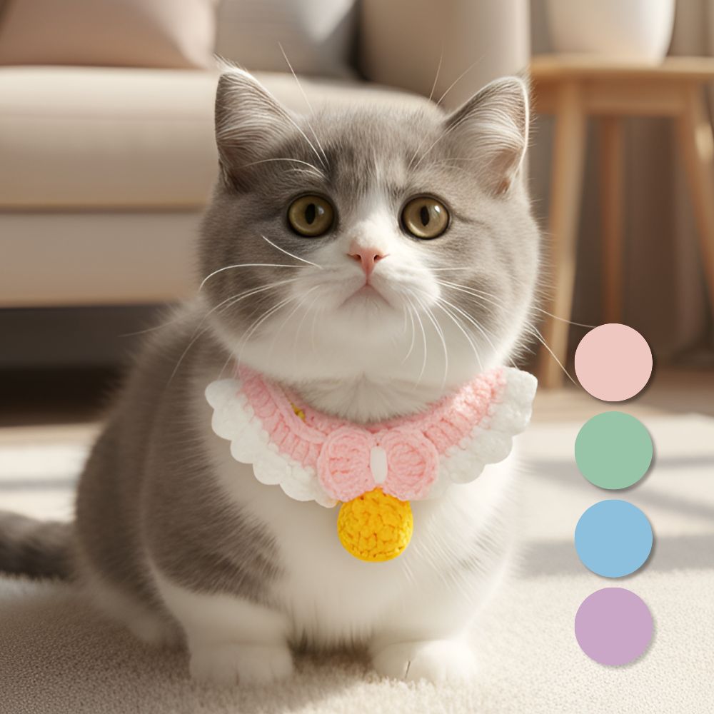 블루밍유 강아지 고양이 니트 방울 케이프, 1개, 핑크 9,000원