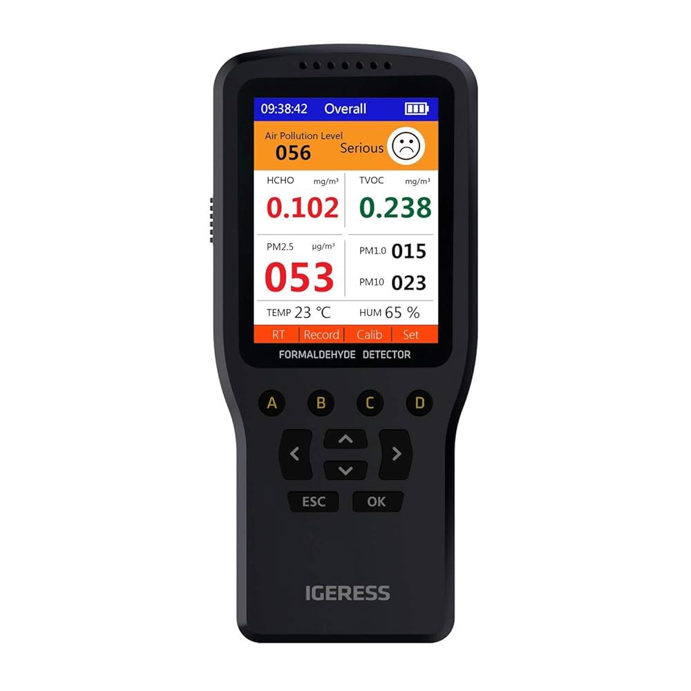 IGERESS실내 공기질 모니터 포름알데히드 감지기 AQI 오염 온습도계 먼지측정기 실시간 HCHO/TVOC/PM2.5/PM10/PM1.0 컬러풀 LCD 화면 USB 충전 250,900원