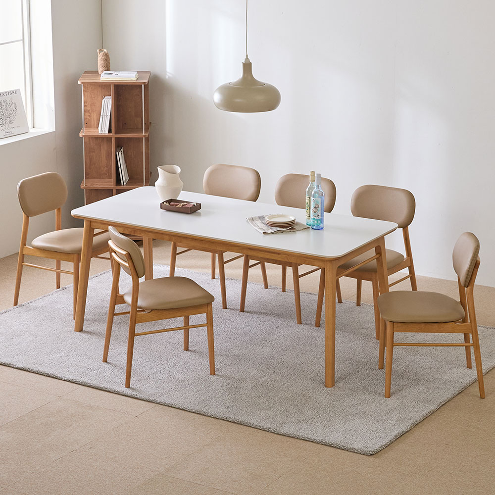 [할인해봄] 파로마 조앤 세라믹 원목식탁 의자 세트 6인용 1800 (의자6), 상세 설명 참조, 옵션선택:내추럴화이트 의자 세트 849,000원