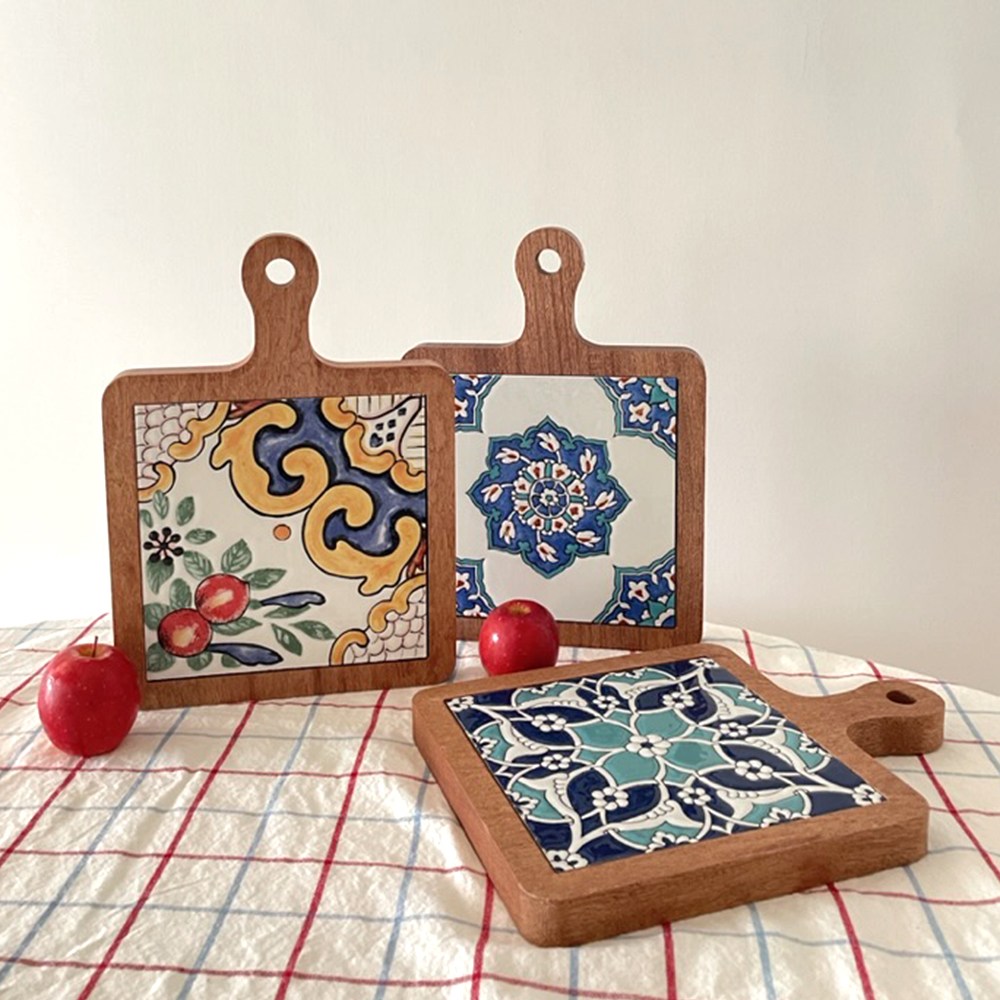 이방가치 타일 냄비 받침 북유럽 캠핑 나무 손잡이 뚝배기 받침대 18cm, 1개, 오슬로 20,150원