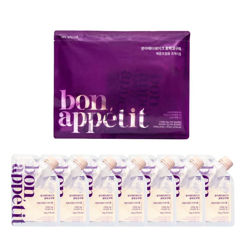 본아페티 단백질 쉐이크 파우치 다이어트 식사대용 체중조절식 호박고구마맛 프로틴 50g, 7팩, 350g, 1개 27,800원
