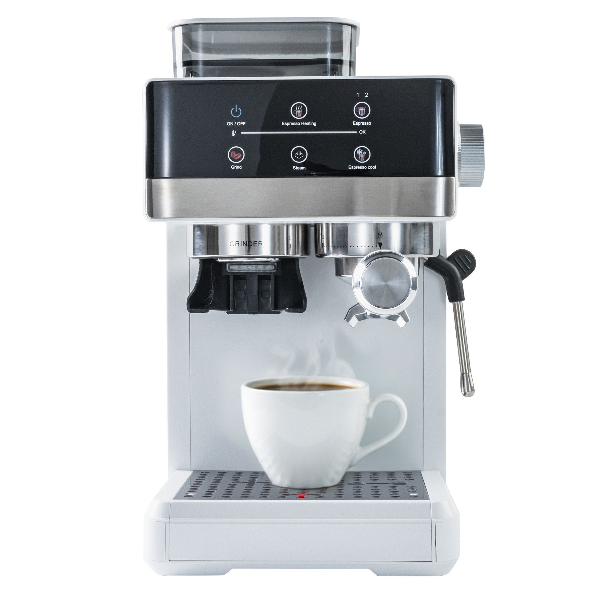 [전자동 에스프레소 커피머신] 20bar 고압+PID 항온 제어+원두 그라인더 일체형+1.8L 대용량 스팀 노즐+냉온 양방향 추출+터치스크린 조작 | 홈카페/신혼/자취/집들이 선물, 화이트, CM5520 600,000원