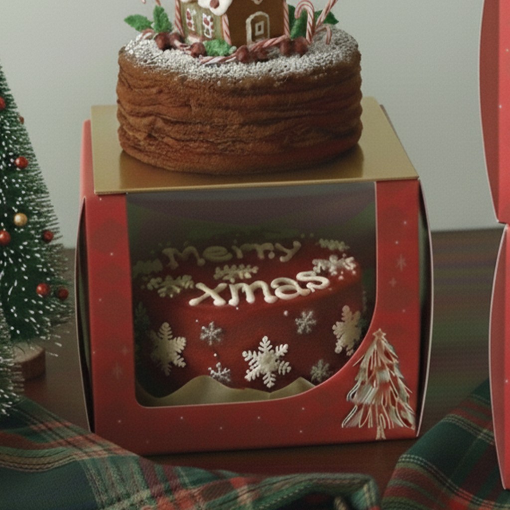 [이룸디앤피] 크리스마스 창문형 케익박스 17cm 1호 + 조명 + 받침 세트 53,970원