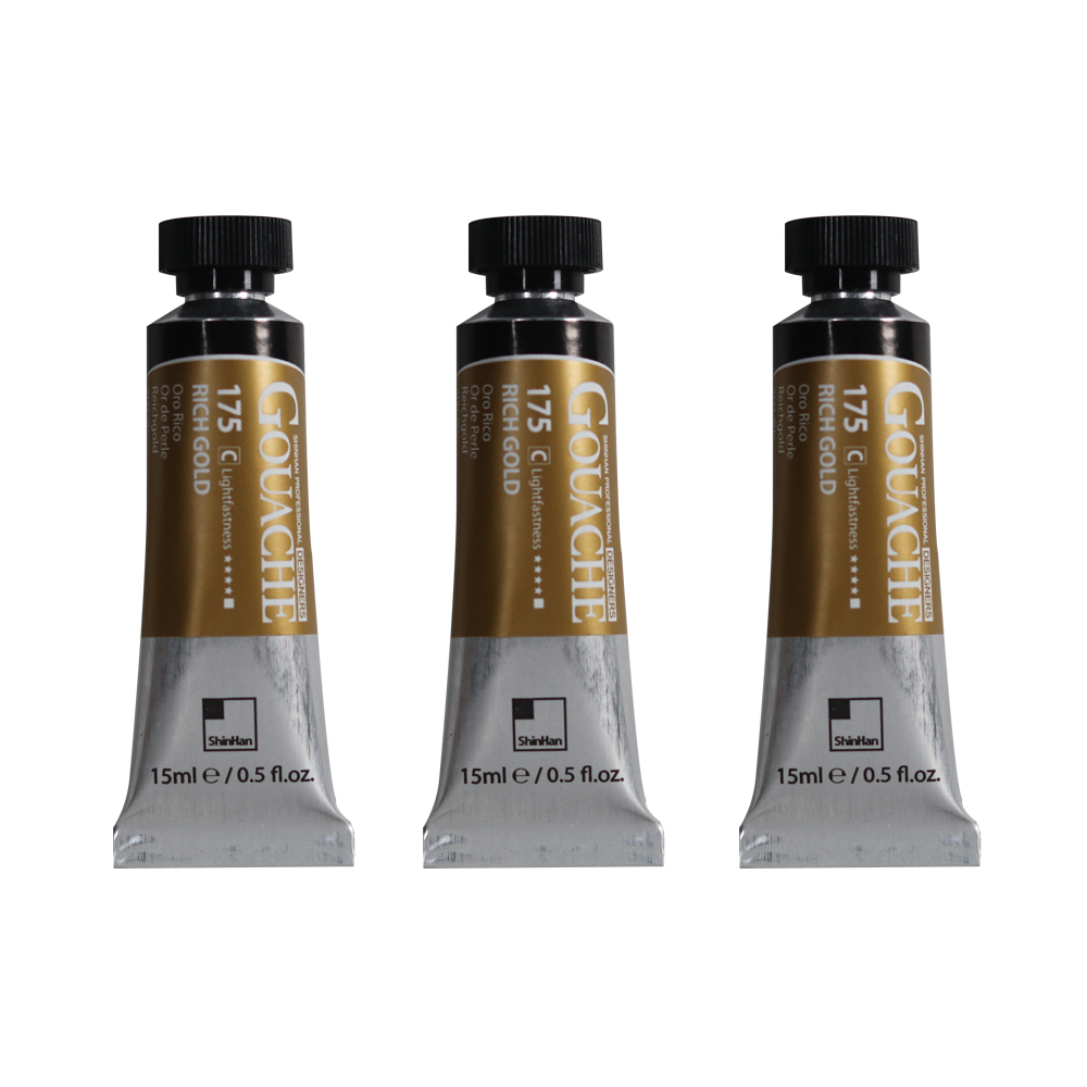신한화구 전문가 과슈 물감 튜브 C 시리즈 175 리치 골드 3개입, 15ml, 1색 11,950원