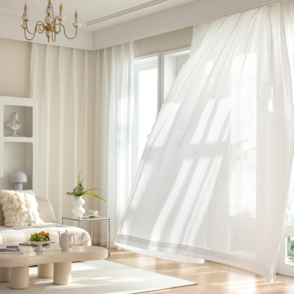 바람소리 비침없는 스트라이프 쉬폰 커튼 은은한 패턴으로 완성하는 감성 공간 12,900원