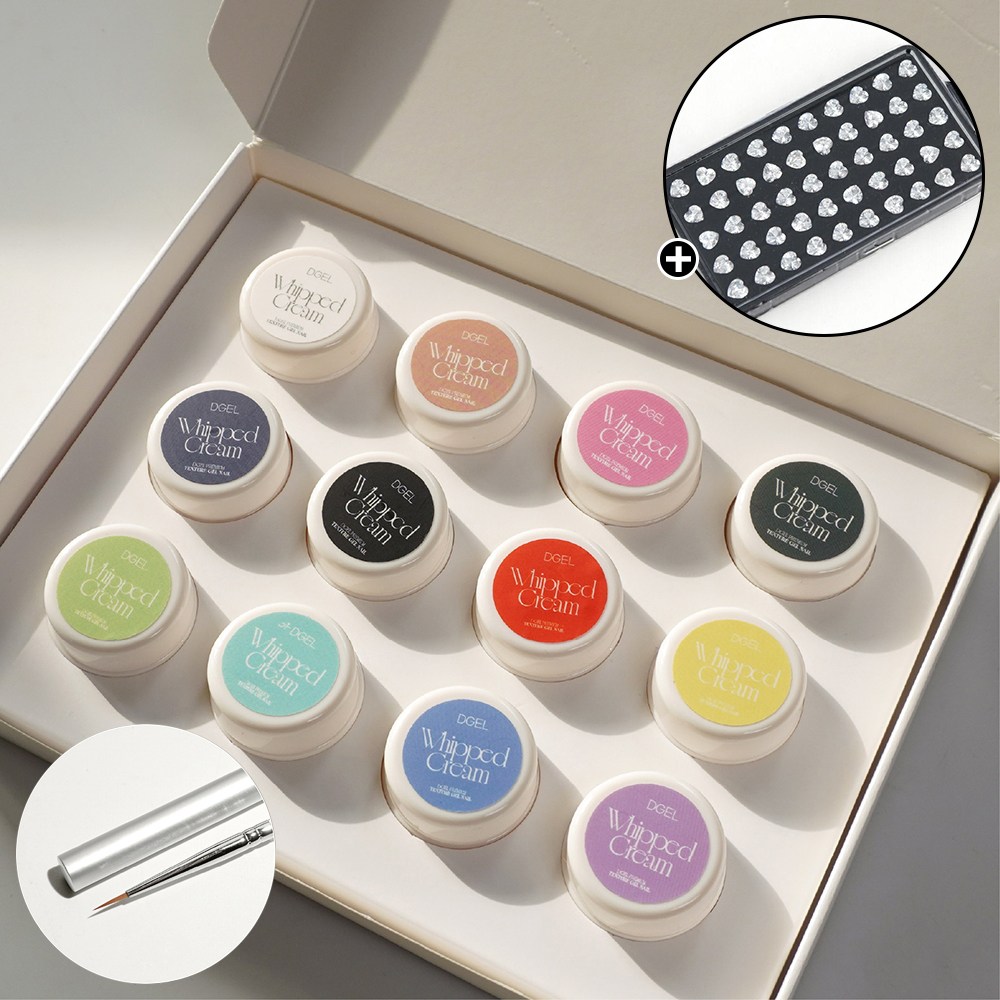 디젤 크리미 텍스처젤 휘핑크림 12종세트 + 브러쉬 + 차트판 + V컷 보석스톤 50알 증정 108,000원