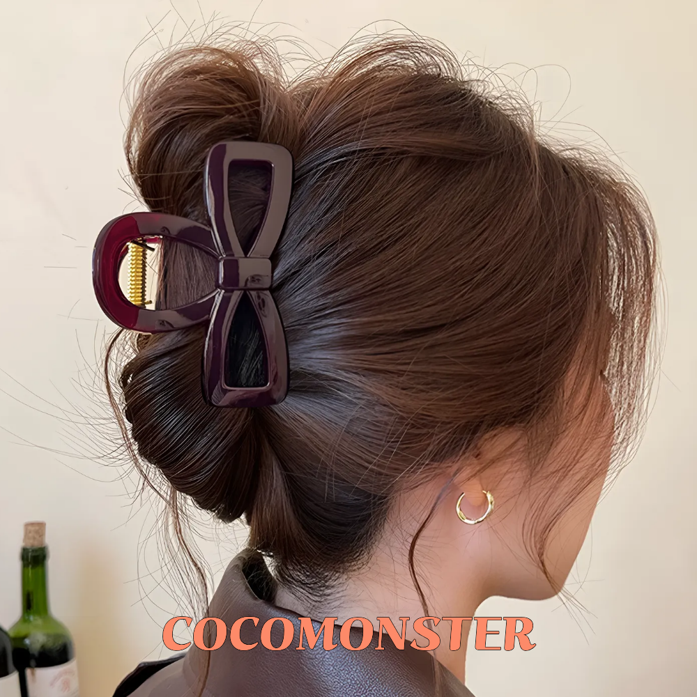 COCOMONSTER 프리미엄 튼튼한 리본 올림머리 헤어 집게핀 반머리 헤어핀 8cm 11,900원