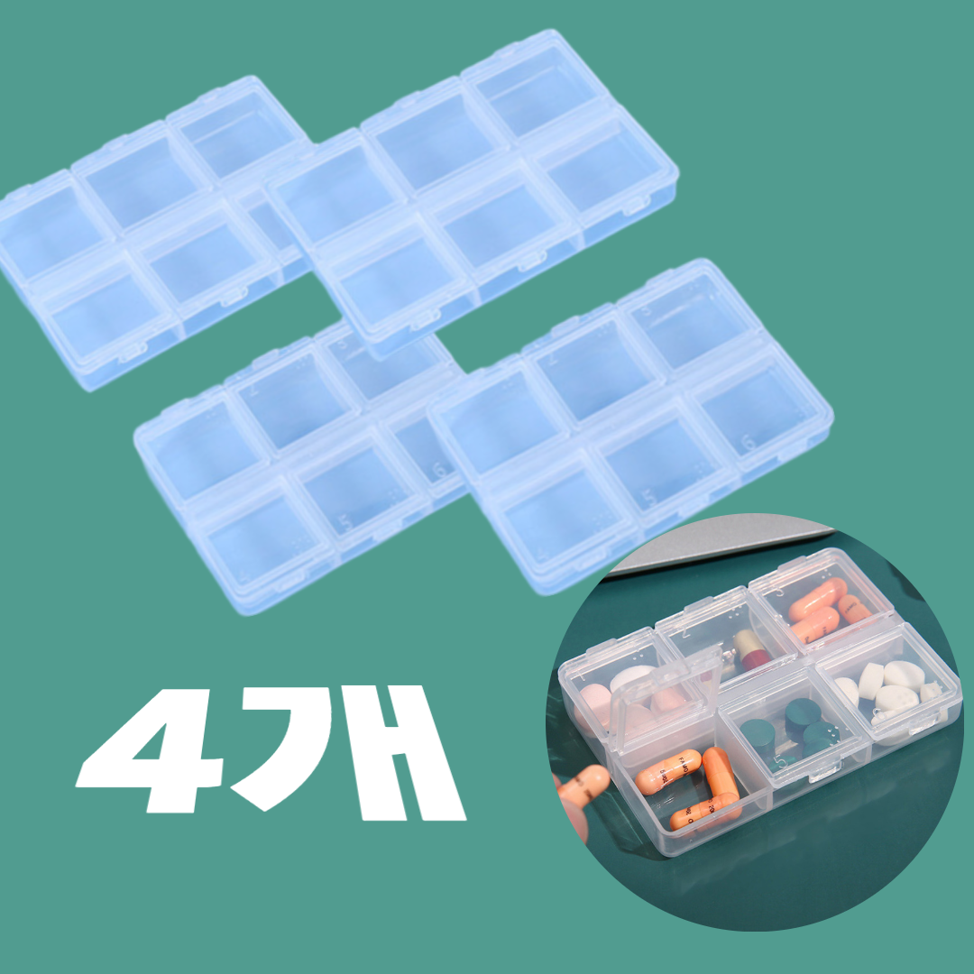 핸썸가이 휴대용 약통케이스 요일별 미니케이스 한달약통케이스, 4개, 투명 7,500원