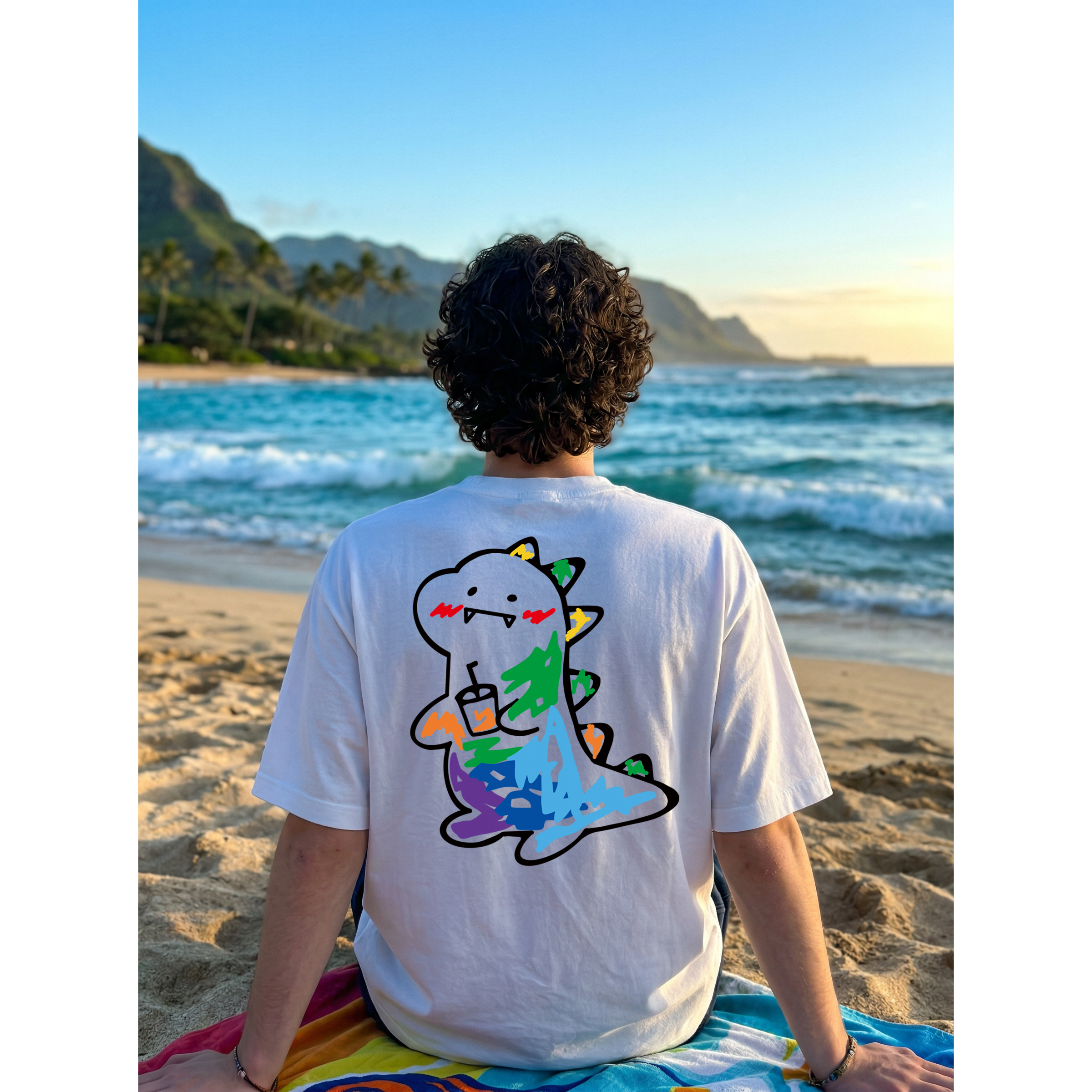 [단품] NEW 여름 신상_무지개공룡 캐주얼 반팔티_남녀공용 13,900원