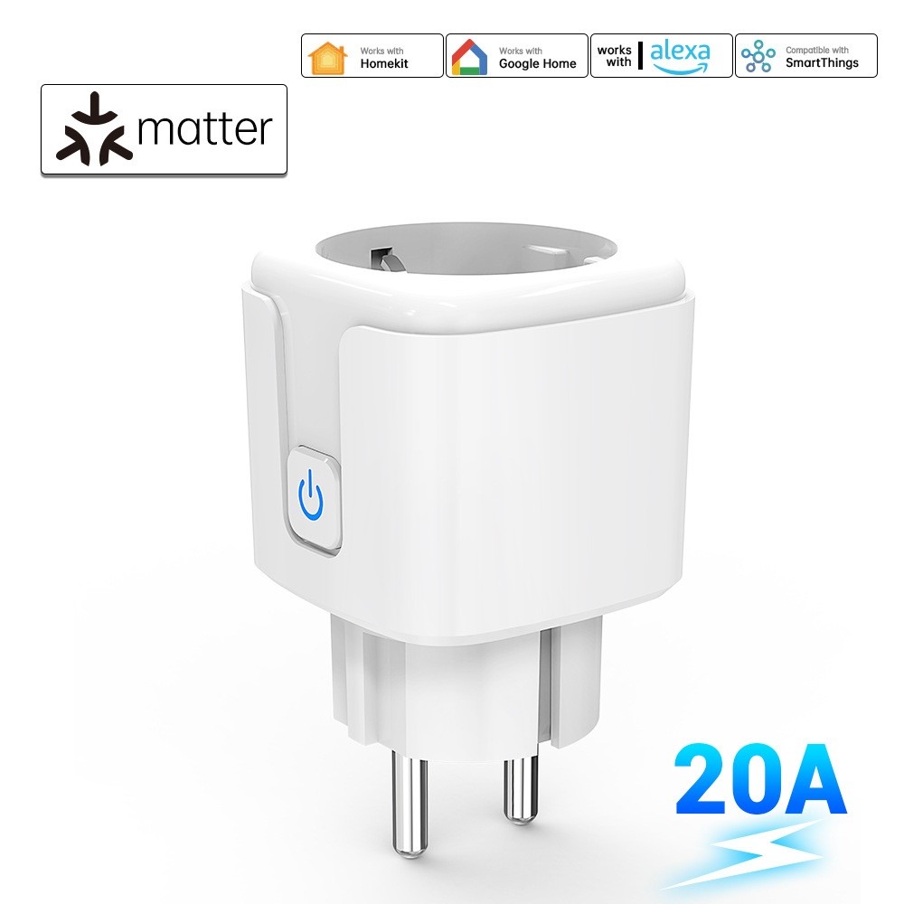 20A Matter EU 가전 콘센트 미니 스마트 플러그 어댑터 APP 제어는 HomeKit Siri Alexa Google WiFi 스마트 16,400원