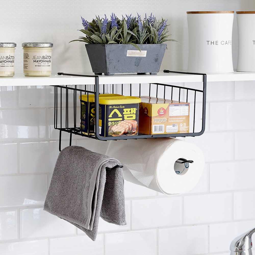 오엠티 철재 싱크대 상부장 바스켓 28 x 50 cm 행주 키친타올 걸이, 화이트, 1개 6,900원