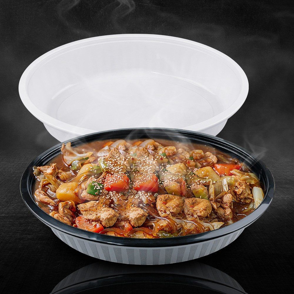 사출 타원형 찜용기 100세트 고급형 찜닭 탕 야식 강력한 밀폐력 국내생산, 100세트, 용기+뚜껑 73,900원