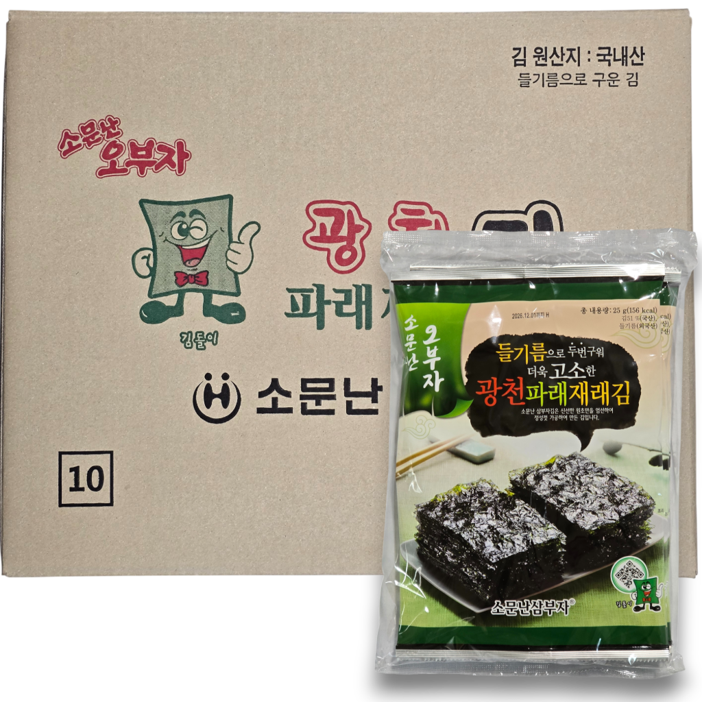 1BOX) 소문난 삼부자 광천파래 재래김 25g 3매 x 12개입 56,000원