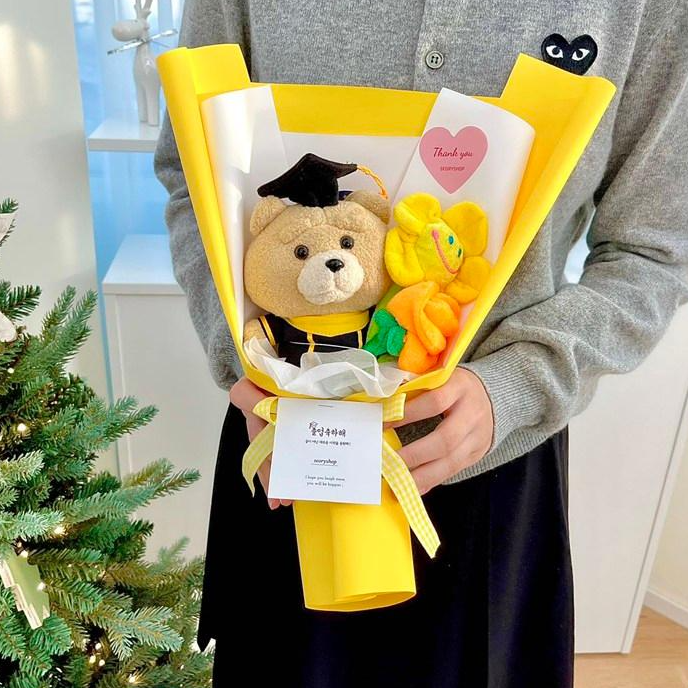 졸업식 미니졸업테드 인형꽃다발 스마일꽃 장미4종 졸업식꽃다발 20,500원