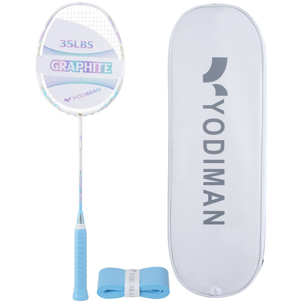 YODIMAN 배드민턴 라켓 풀 카본 5U 초경량 남녀 프로급, 1개, 하늘색, 현재가 108,000원